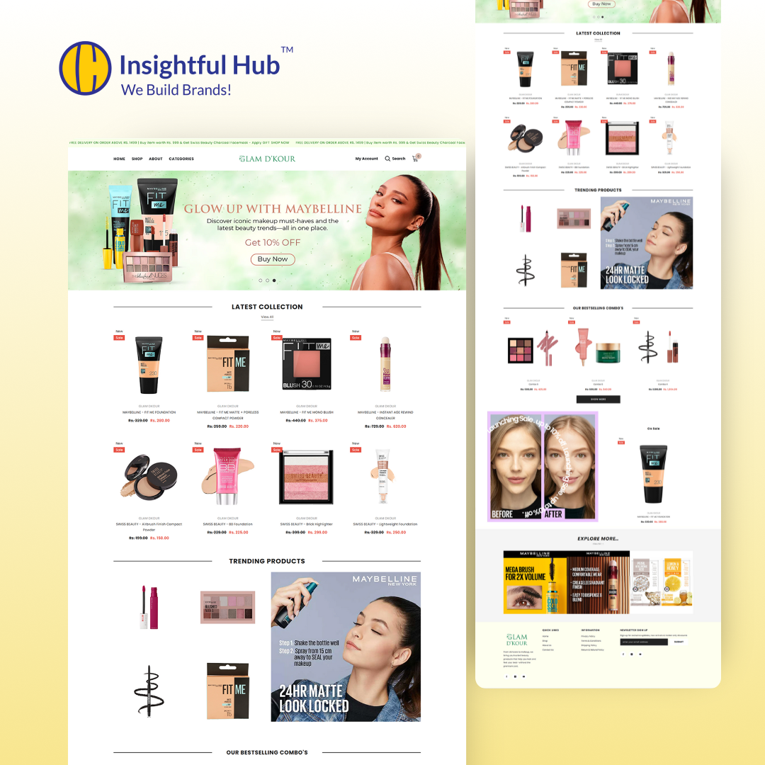 Glam D'kour product website design project example